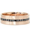 Pompeii3 1 1/10ct Channel Set Black Diamond Brushed Ring 14K Rose Gold Mens Wedding Band - 2 of 4