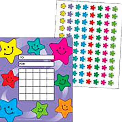Teacher Created Resources Colorful Incentive Charts with Mini Stickers, Happy Stars, 5-1/4 x 6 inches