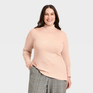 Women's Long Sleeve Ribbed Turtleneck Top - A New Day™ - 1 of 3