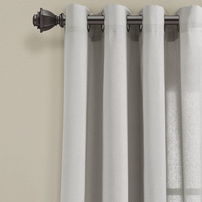 Set of 2 Faux Linen Grommet Window Curtain Panels