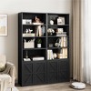 Bookcase with Doors Farmhouse Bookshelf 11.8in Depth Wooden Display Storage Shelves 71.4in Tall Bookcases - 4 of 4