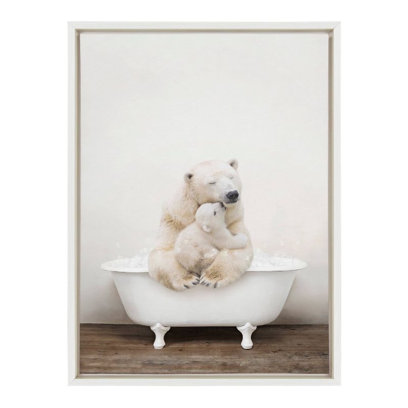 18&#34; x 24&#34; Sylvie Mother Baby Polar Bear Tub Framed Canvas by Amy Peterson White - Kate &#38; Laurel All Things Decor, 3 of 8