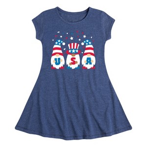 Girls' - Instant Message - Fourth of July Fit & Flair Cap Sleeve Graphic Dress - 1 of 3