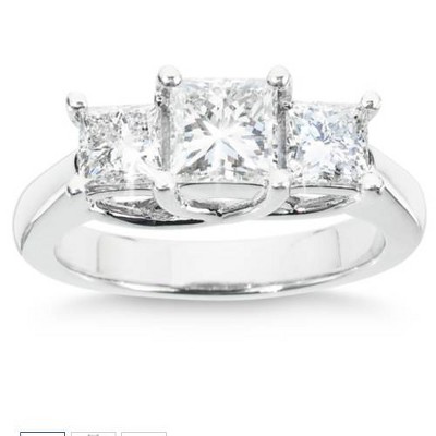 Pompeii3 1 1/2ct Diamond Three Stone Engagement Anniversary Ring 14K White Gold Lab Created