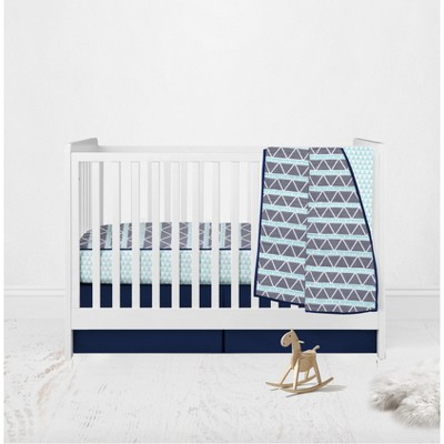 Bacati - Boys Triangles Aqua Navy 3 pc Crib Bedding Set