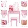 Kids Vanity Set with Stool - Wooden Princess Makeup Table with Mirror,  Play Cosmetics & Storage - 4 of 4