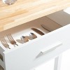 Kiko 2 Drawer 2 Shelf Kitchen Cart - KCH8704 - White/Natural - Safavieh - 3 of 4