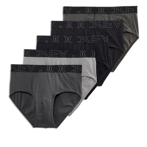 Jockey Women's Organic Cotton Stretch Logo Modern Brief - 3 Pack L Grey  Heather/Placid Black Petals/Black