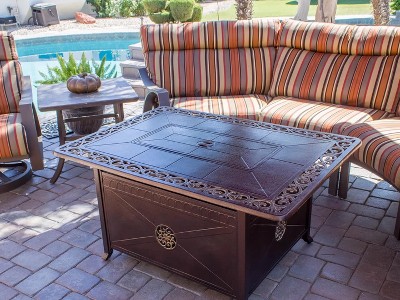 Elegant Bronze Rectangular Gas Fire Pit Table
