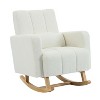Homy Casa Modern Rocking Accent Chair with Soft Teddy Fabric and Wood Base, Cream White - 2 of 4