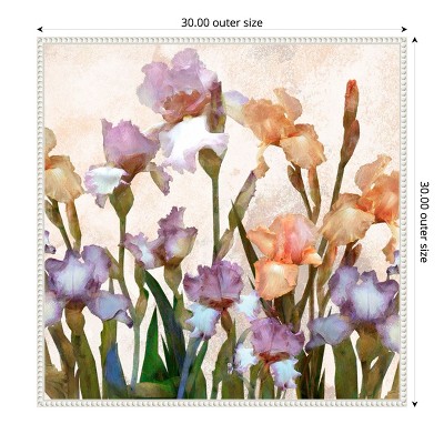 30" x 30" Purple and Peach Floral Canvas Print