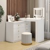 VYNXARIA Vanity Desk with Mirror and Lights, Makeup Vanity Table with Flip-Top Tabletop and Storage，White/Walnut - 2 of 4