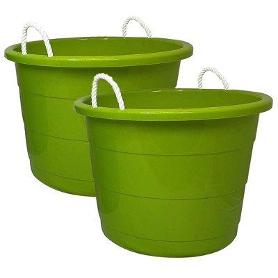 Homz Rope handle Plastic Open Buckets Storage Tubs Bold Lime Green 2 Pack Target