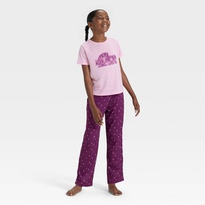 Girls' Short Sleeve Graphic T-Shirt and Pants Pajama Set - Cat & Jack™ - 1 of 4