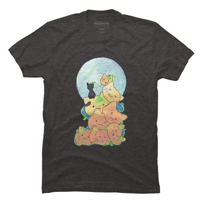 Men's Design By Humans Cat Pumpkin Pile By AwkwardDragon T-Shirt