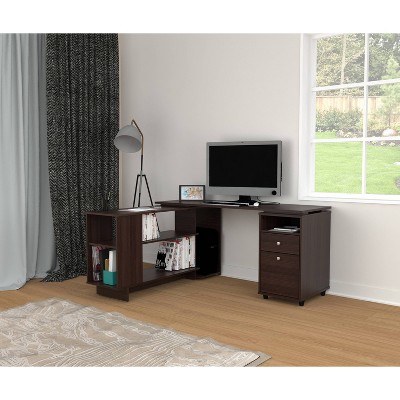 L Shaped Computer Work Station Espresso - Inval