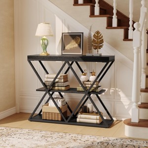 Shelf Console Sofa Table for Living Room, Storage Accent Table with Adjustable Feet - 1 of 4