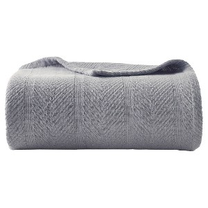 Herringbone Cotton Blanket (Full/Queen) Chrome - Eddie Bauer , Grey