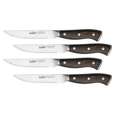 Joyjolt 11pc Kitchen Knife Set With Block. High Carbon, X50 German Steel  Knives. Chef, Bread, Slicing, Nakiri, Utility, Paring And Steak Knife Set :  Target