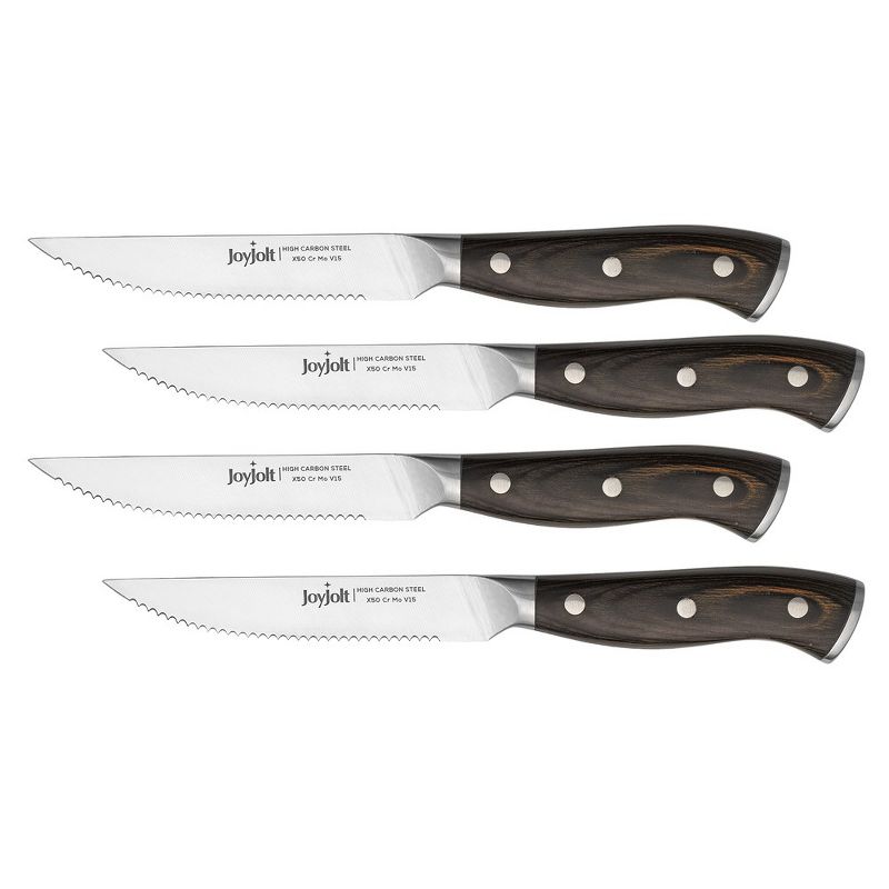 JoyJolt 4pc Steak Knives Set of 4. High Carbon, x50 German Steel Kitchen Knife Set, 1 of 8