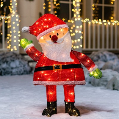 Joiedomi 3ft Tinsel Christmas Santa Led Yard Light For Indoor Outdoor ...