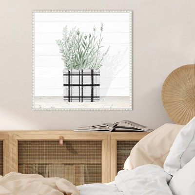 Lavender Blossom in Modern Pot II White Canvas Wall Art