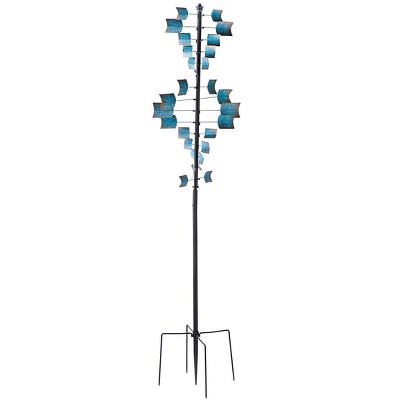 Wind & Weather Large Metal Spiral Spinner with Blue and Copper-Colored Vanes