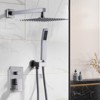 WOWOW Single Handle 2-Spray 1.8 GPM with 12 in. Square Shower Head and Adjustable Heads Shower Faucet in Brushed Nickel - 2 of 4
