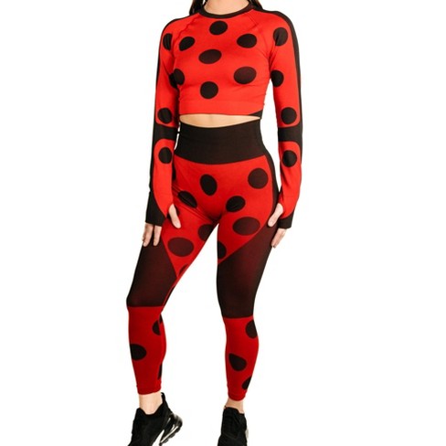 Miraculous Ladybug Womens Cosplay Active Workout Legging Set by MAXXIM Small