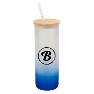 Elanze Designs B Monogram Letter Initial Rope Circle Wrap-Around Design 25 Ounce Frosted Gradient Glass On-The-Go Coffee Travel Skinny Tumbler Mug - 1 of 1