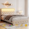 Platform Bed Frame, Modern Upholstered Bed Frame with Adjustable Headboard, Built-In Charging Station - 4 of 4