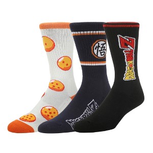 Dragon Ball Z Stripe, AOP and Logo Mens Athletic Crew Socks 3 Pack - 1 of 4