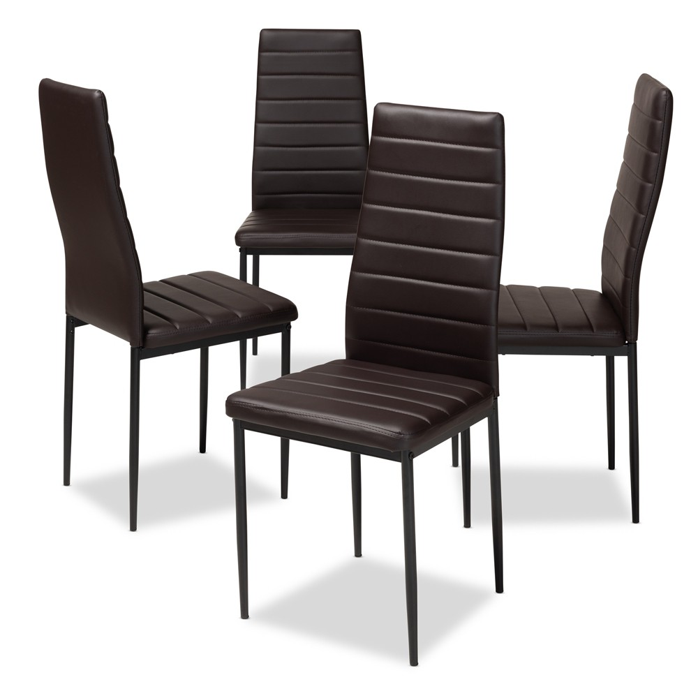 Photos - Chair Set of 4 Armand Modern and Contemporary Faux Leather Upholstered Dining Ch