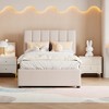 Whisen Twin Size Platform Bed with Vertical Stripe Headboard, Modern Elegance, Spacious Under-Bed Storage, Sturdy Build - Beige - 2 of 4