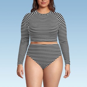 Lands' End Women's Crochet Long Sleeve Bikini Top and High Waisted Bottoms Swimsuit Set - 1 of 4