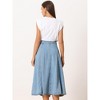 Allegra K Women's Long High Rise Button Front A-line Classic Jean Skirts - 4 of 4
