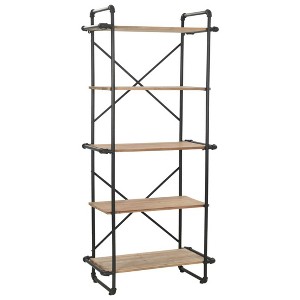 vidaXL Bookshelf Wall Bookcase Storage Standing Shelf Solid Firwood and Steel - 1 of 4