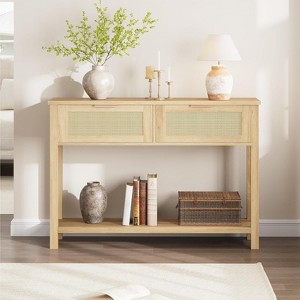 Rattan Console Table with 2 Drawers - 1 of 4
