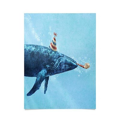 18"x24" Terry Fan Party Whale Unframed Wall Poster Print Blue - Deny Designs