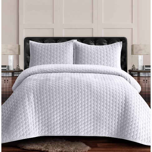 Tribeca Living Twin Lugano Honeycomb Velvet Oversized Quilt Bedding Set ...