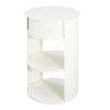 Okak Modern 3-Tier Round Side Table with Metal Frame, End Table with Sliding Door Cabinet and 2 Shelves, Couch Table for Living Room, Matte White - 4 of 4