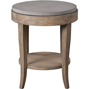 Uttermost Traditional Birch Wood Round Accent Table 24" Wide Brown Glazed Poured Concrete Tabletop for Living Room Bedroom House - 1 of 4