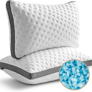 DSVIMOY Support Pillow Cooling Gel Memory Foam Pillow Set with Smooth Washable Cover for Sleeping Comfort, White, 16.5"*11.8"*5.9" - 1 of 4