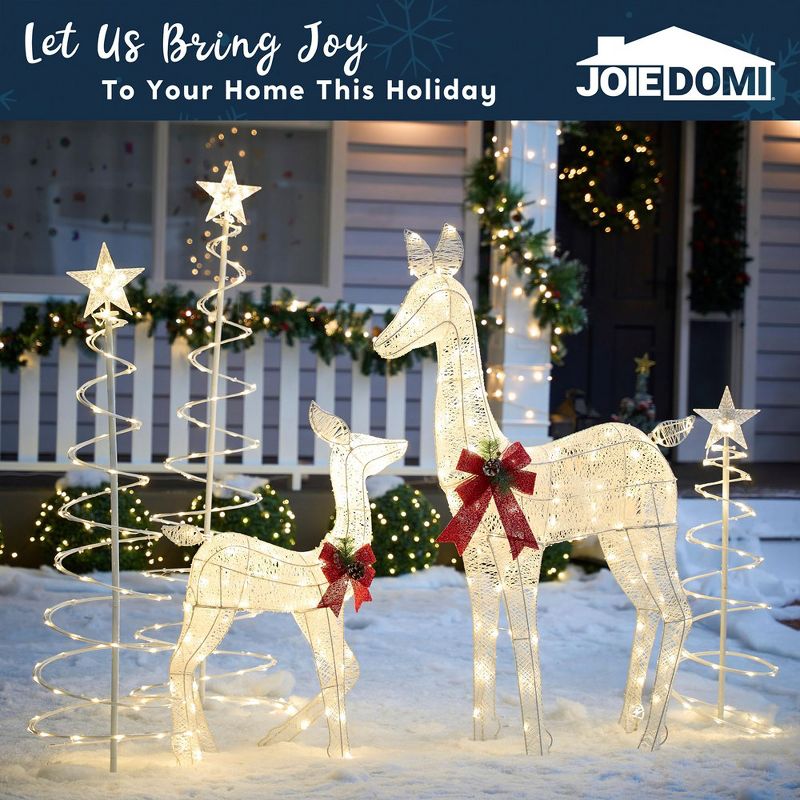 Joiedomi 2 PCS 210 LED Lighted Tinsel Doe and Fawn LED Yard Lights, Christmas Outdoor Warm White Reindeer, 5 of 8