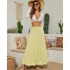 Women's 2025 Boho Chiffon Maxi Skirt - Flowy Pleated A-Line Long Skirt with Elastic Waist Lemon Grass-77 - 2 of 4