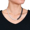 EVERLY JEWELRY |Men's 7-7.5mm Cultured Freshwater Pearl and Curb-Link Chain Necklace Black Silver - 3 of 4