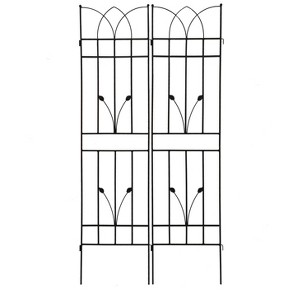 Lirago 2 Pack Metal Garden Trellis Rustproof Climbing Plant Support for Outdoor Flowers Vines Vegetables Black Powder Coated 71"H x 17.7"W x 1"D - 1 of 4