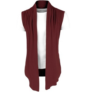 Lars Amadeus Men's Casual Open Front Sleeveless Irregular Hem Cardigan Vest - 1 of 4