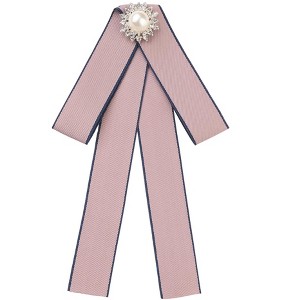 Elerevyo Women's Pre-Tied Ribbon Elegant Brooch Pin Bow Tie - 1 of 4