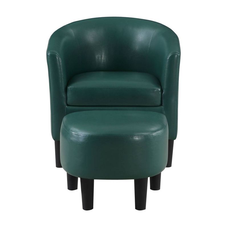 Breighton Home Take a Seat Churchill Accent Chair with Ottoman Forest Green Faux Leather, 4 of 10